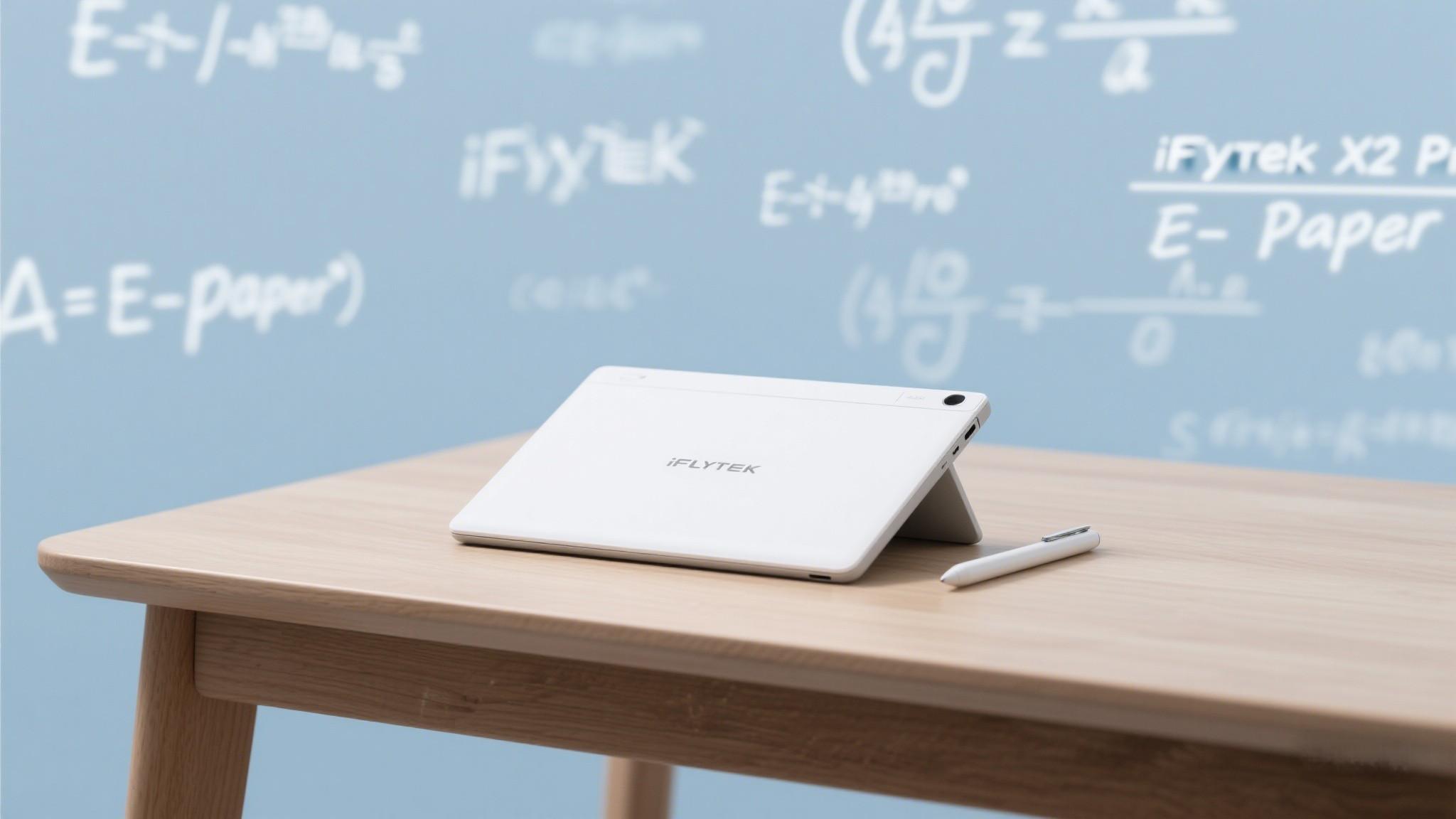 A high school student using an AI-powered E-Paper notebook to solve math problems, showing improved engagement and understanding.