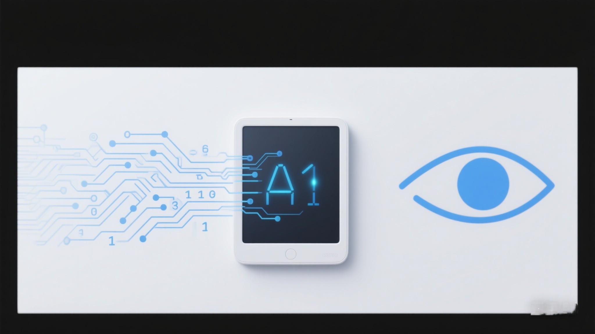 A close-up view of an AI E-Paper device with smart dimming technology, highlighting eye care features and gentle lighting.